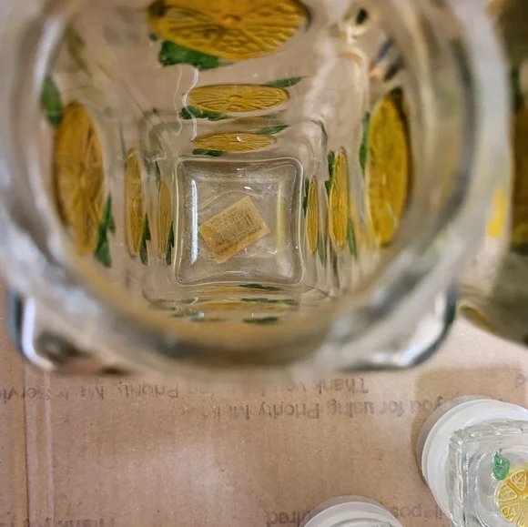 Vintage Clear Glass Decanter With Lemon Design Set of 2 - Picture 6 of 13